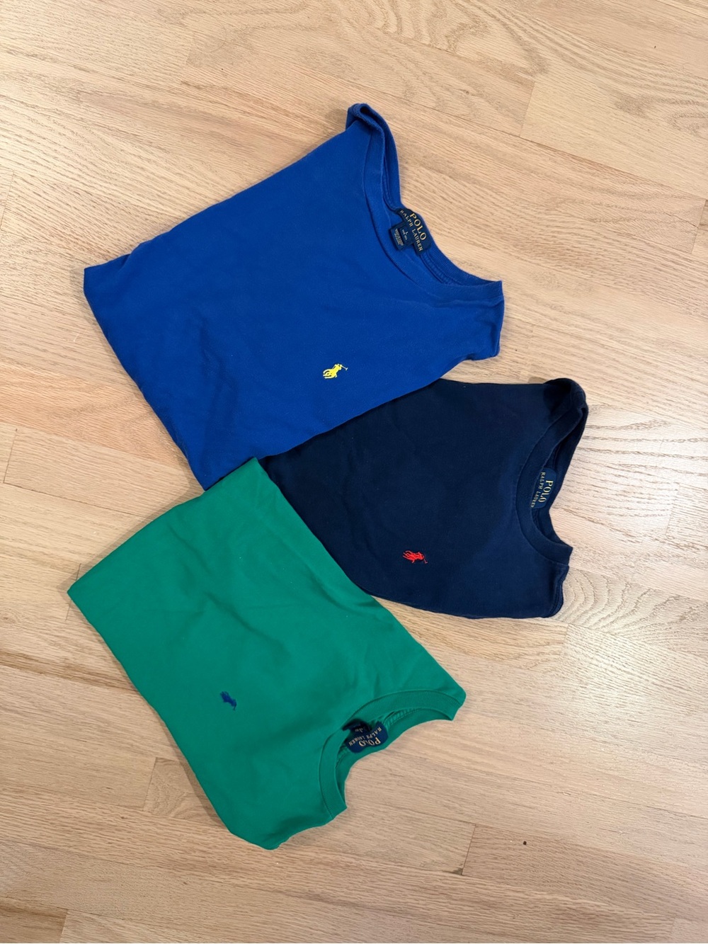 Polo by Ralph Lauren Kids Short Sleeve Tee Trio - Blue, Navy & Green - Picture 2 of 3